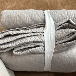Lush Decor Belgian Flax Prewashed Linen Rich Cotton Blend 3 Pc Quilt Set, Gray